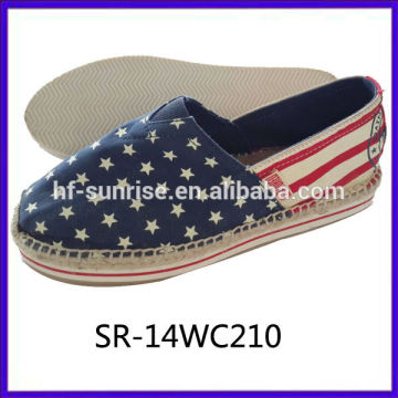 2014 new style jute sole espadrille colorful wholesale canvas shoe